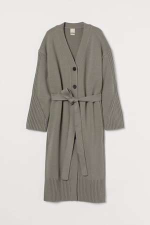 Long Wool-blend Cardigan - Gray-green - Ladies | H&M CA