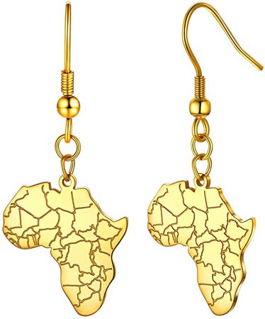 African Earrings for Black Women, Dangling Earrings Stainless Steel Female Statement Ear Charms Vintage Africa Map Jewelry Silver: Clothing, Shoes & Jewelry