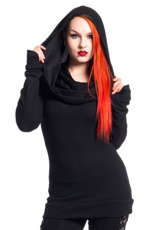 Rest Laced Back Hooded Longsleeve Gothic Top by Vixxsin