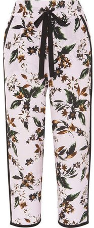 Lulu Floral-print Silk-crepe Pants - Lilac