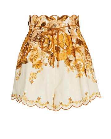 Zimmermann Aliane Floral Linen Shorts | INTERMIX®