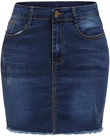 SheIn Women's Basic Stretchy Mini Short Bodycon Denim Skirt at Amazon Women’s Clothing store