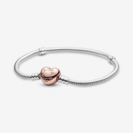 Sterling Silver Bracelet with Pandora Rose™ Heart Clasp | Two Tone | Pandora Canada