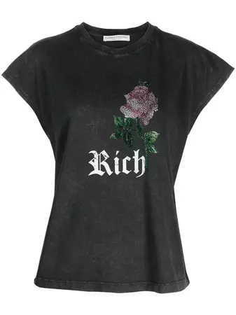 Alessandra Rich rhinestone-embellished logo-print T-shirt