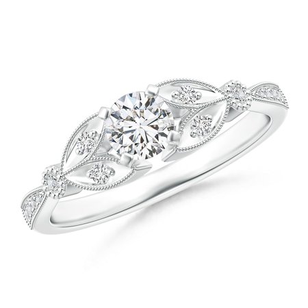 Solitaire Diamond Leaf Engagement Ring