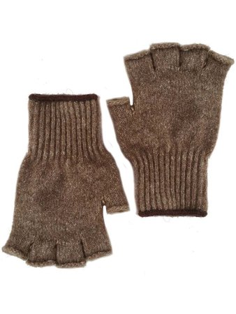 brown fingerless gloves