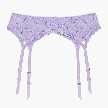 Iridescent Lace Garter Belt in Purple Lavender | SAVAGE X FENTY