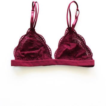 Burgundy Lace Triangle Bralette