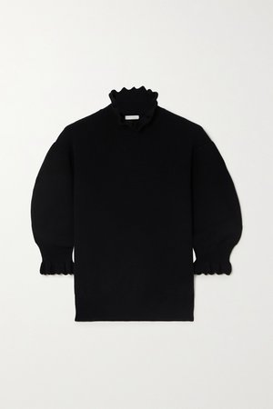 Black Scalloped wool-blend sweater | Chloé | NET-A-PORTER