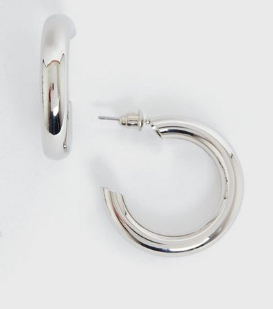 Silver Chunky Hoop Earrings | New Look
