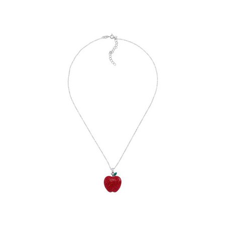 Women's Apple Pendant Necklace with Crystals in Sterling Silver, 18" - Walmart.com