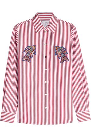 Striped Cotton Shirt With Patches Gr. IT 42