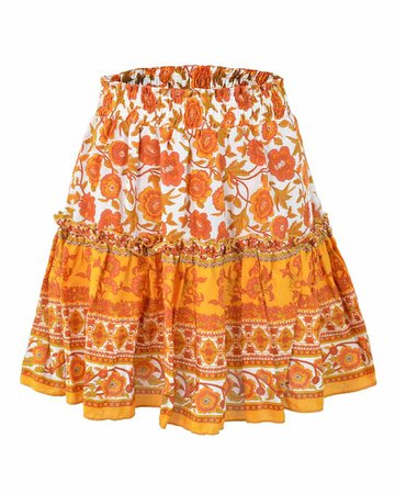 orange-floral-print-bohemian-casual-beach-mini-skirt.jpg (800×1000)
