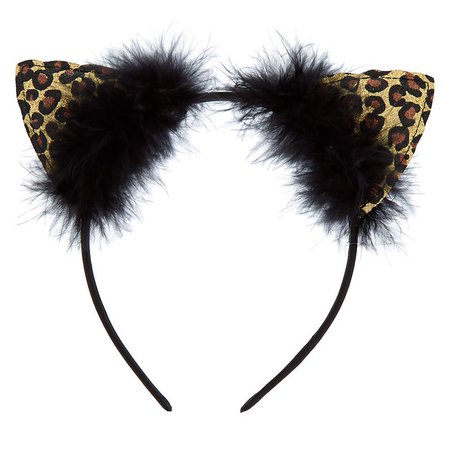 Leopard Glitter Cat Ears Headband | Claire's US