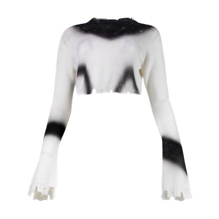 black and white cropped mohair knit sweater