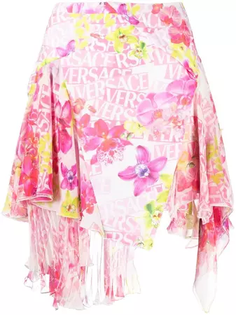 Versace floral-print Asymmetric Skirt - Farfetch