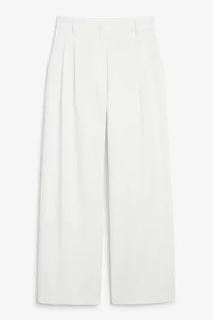 Wide leg tailored trousers - Cream white - Trousers & shorts - Monki WW