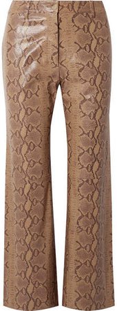 Vianna Snake-effect Leather Flared Pants