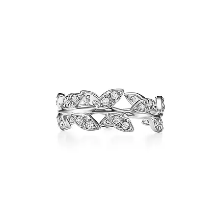 Paloma Picasso® Olive Leaf Ring in White Gold with Diamonds, Narrow | Tiffany & Co.