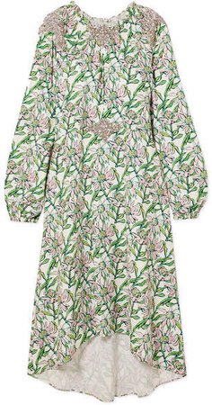 Dodo Bar Or - Crystal-embellished Floral-print Crepe Dress - Green