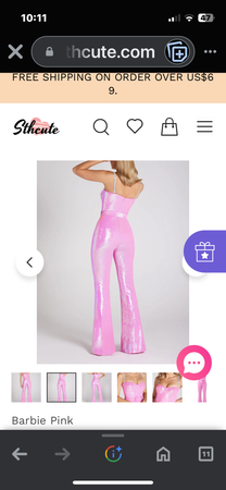pink vinyl jump suit