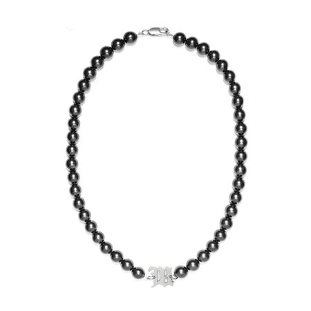 MISBHV "M" Black Pearl Necklace Long