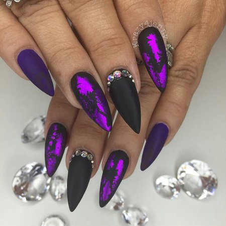 black and purple stiletto nails - Google Search