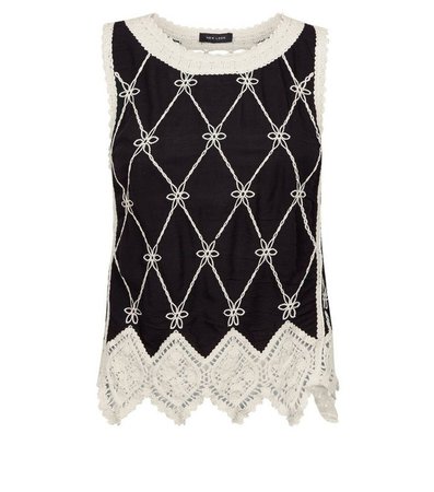Black Lattice Back Crochet Top | New Look