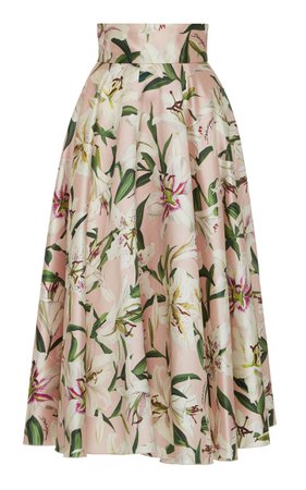 Floral-Print Silk-Satin Midi Skirt by Dolce & Gabbana | Moda Operandi