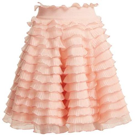 High Rise Ruffled Detailed Tiered Skirt - Womens - Light Pink
