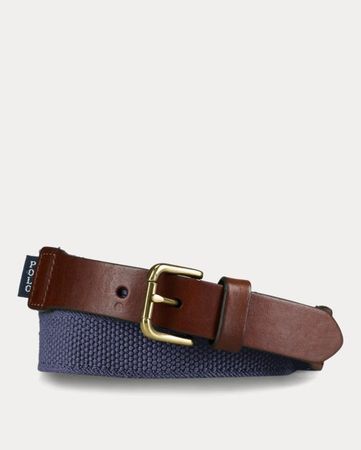 Webbed-Cotton and Leather Belt | Belts Accessories | Ralph Lauren