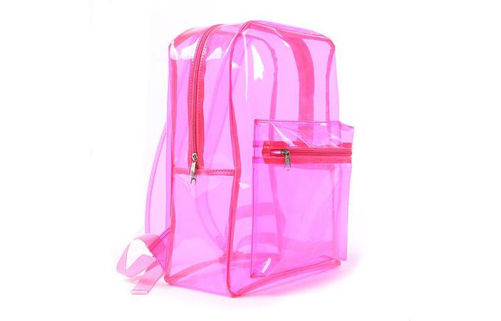 pink transparent backpack