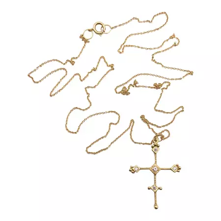 RIMA JEWELS’ Byzantine Ojo De Dios 18k Gold Cross Necklace Set with Diamonds For Sale at 1stDibs