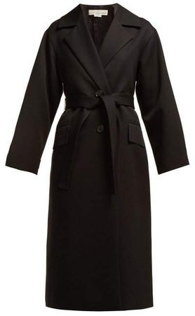 Single Breasted Wool Trench Coat - Womens - Black