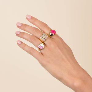 Neon Enamel Smiley Face Adjustable Ring | Adina's Jewels