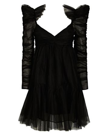 Zimmermann Ruched Tulle Mini Dress In Black | INTERMIX®