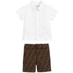 Fendi - Brown FF Shorts Suit | Childrensalon