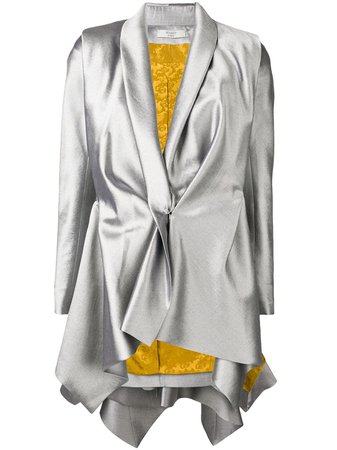 Silver Poiret Metallic Draped Blazer | Farfetch.com