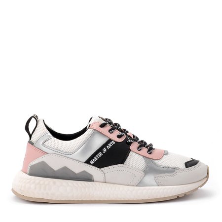 Multi-material White And Pink Moa Sneakers