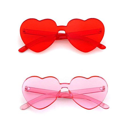 Amazon.com: Heart Shaped Rimless Sunglasses Candy Steampunk Lens for women girl (blue-a, 63): Clothing