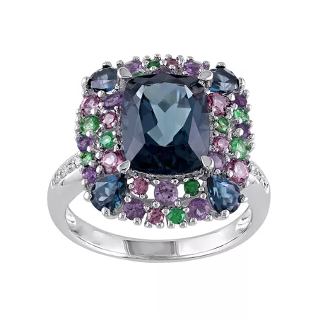 Stella Grace Blue Topaz, Gemstone & Diamond Accent Sterling Silver Ring