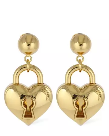 Moschino Heart Lock Drop Earrings in Metallic | Lyst