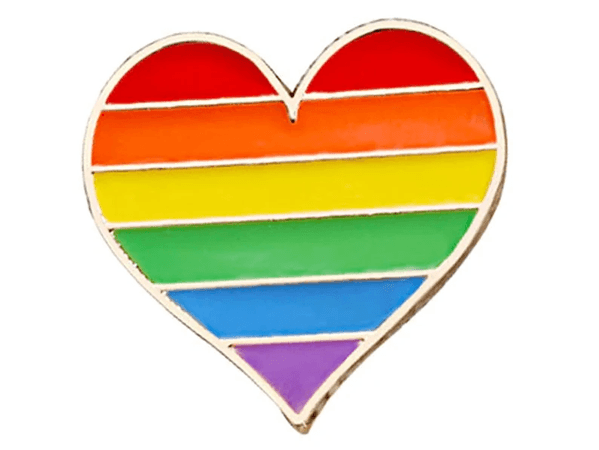 LGBT Gay Pride Pin Badge | Striped Heart 1