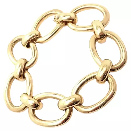 Cartier Large Oval Yellow Gold Link Bracelet For Sale at 1stDibs