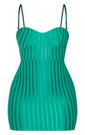 Emerald Green Strappy Cup Detail Bodycon Dress | PrettyLittleThing