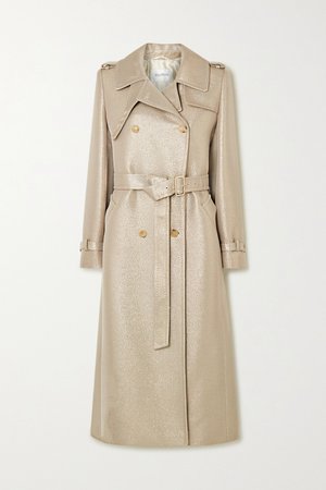 Gold Metallic wool-blend twill trench coat | Max Mara | NET-A-PORTER