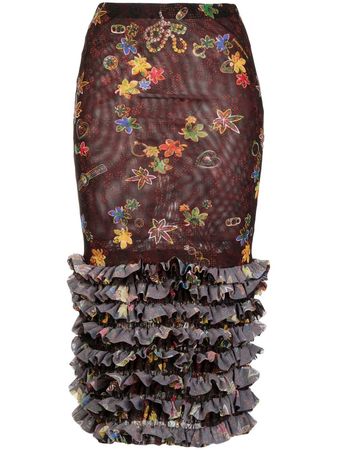 Molly Goddard floral-print Mesh Skirt - Farfetch
