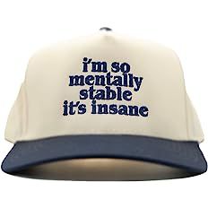 Visibly Toxic I'm So Mentally Stable It's Insane Hat, Funny Hat, Funny Gifts, Party Hat, Sports Baseball Cap, Casual Adjustable Size Tan/Blue at Amazon Women’s Clothing store