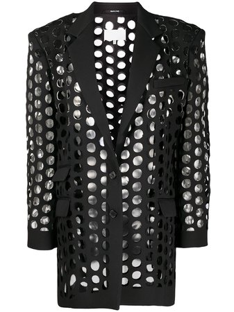 Shop black Maison Margiela punchhole blazer jacket with Express Delivery - Farfetch