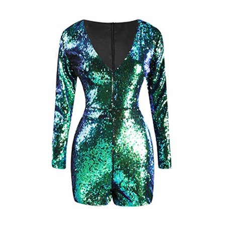 Amazon.com: ASMAX HaoDuoYi Womens Mardi Gras's Sparkly Sequin V Neck Party Clubwear Romper Jumpsuit: Clothing